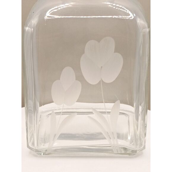 Vintage Etched Flower Clear Crystal Decanter and 5 Etched Shot Glasses - Picture 9 of 10